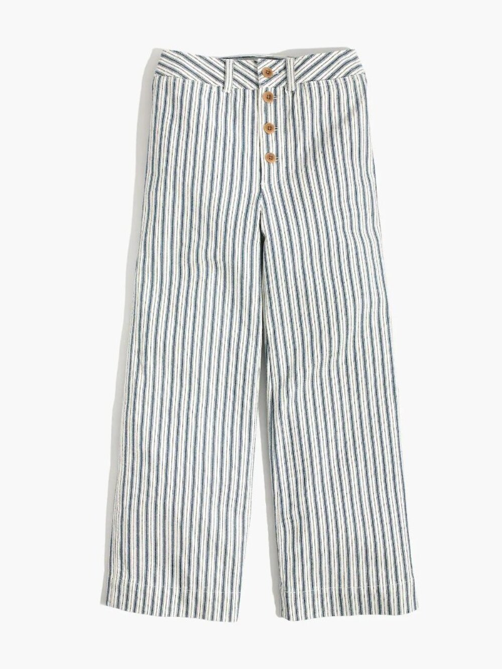 Madewell Emmett Wide-Leg Crop Pants Button-Front Edition Blue White Moe Stripe 2